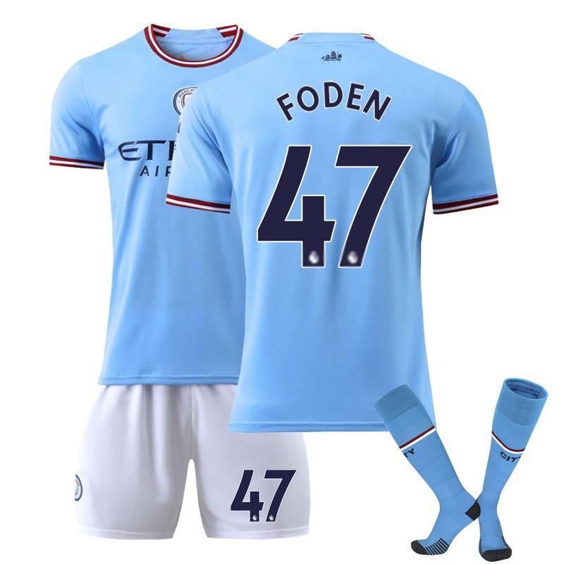 2223 Manchester City Jersey No. 17 De Braunet Home Away Children Adult 10 Aguero Football Set
