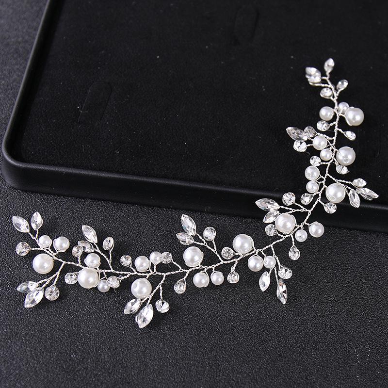 

White Pearl Braided Headband: Elegant Wedding & Evening Hair Accessory for Brides