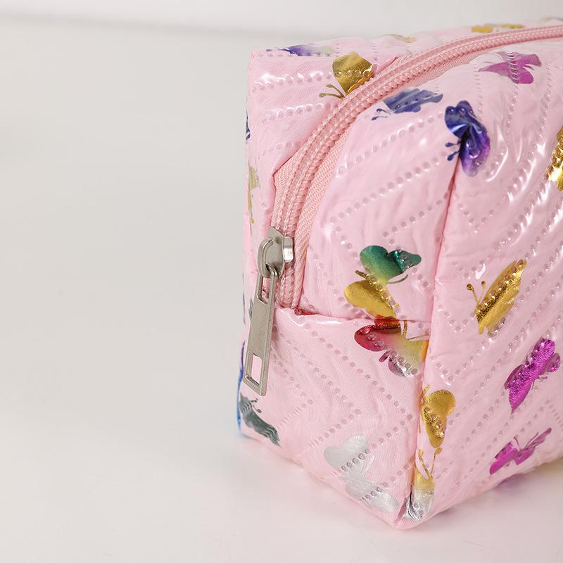 Süßes Schmetterlingsmuster Aufgedruckte Tragbare Aufbewahrungstasche Kosmetiktasche Damen Kulturtasche Schulbedarf Aufbewahrungstasche