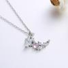 Dazzle Kristall Schmetterling Tautropfen Mond Anhänger Halskette für Frauen Exquisite S925 Silber Halsketten Mädchen Romantische Schmuck