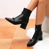 Fashion Crystal Buckle Women Ankle Boots Autumn Winter Pointed Toe Zip Designer Vintage Thin Square Heels Chelsea Shoes