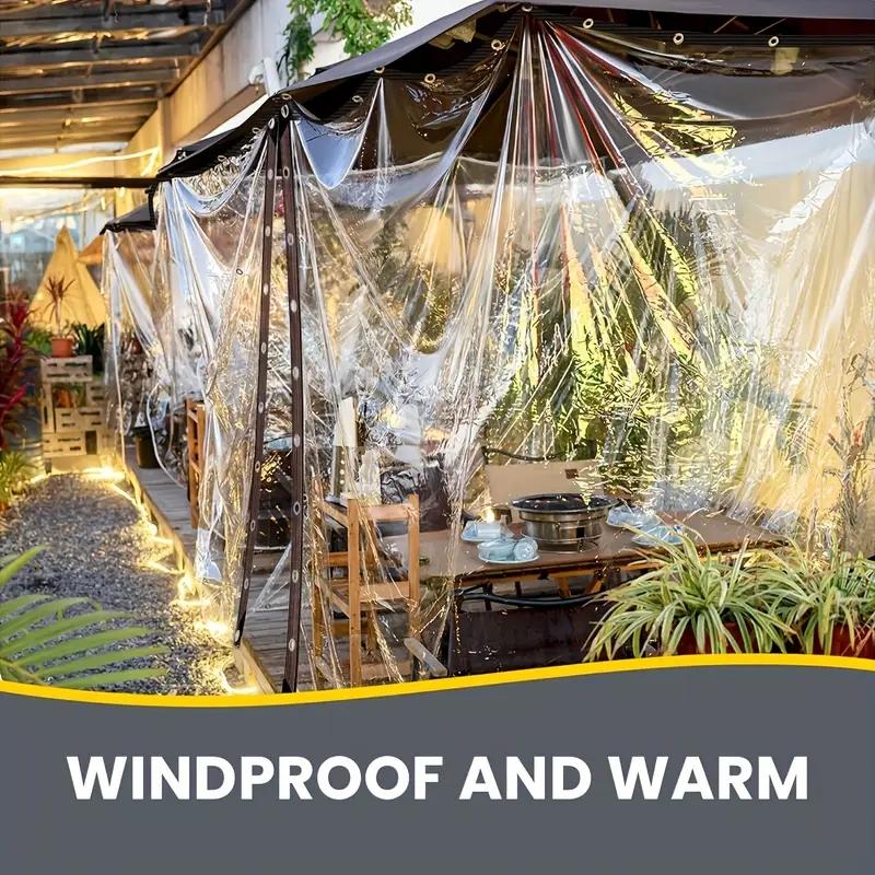 Waterproof and Windproof Heavy Duty Clear Vinyl Tarpaulin, Outdoor Balcony Rain and Sun Shade Cloth.