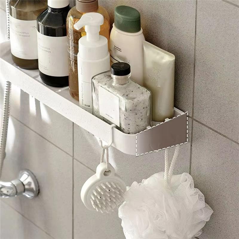 Good-Self-Adhesive Bathroom Storage Rack For Shampoo, Body Wash, And Cosmetics - Wall-Mounted Organizer Shelf