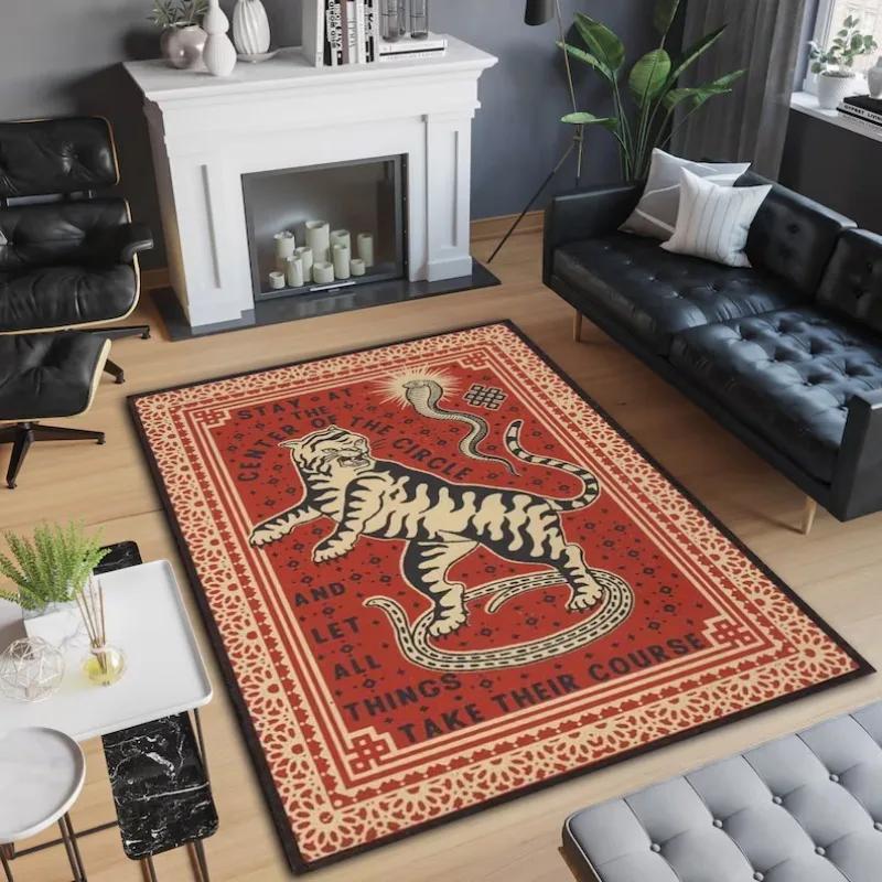 Modern Abstract Tiger Totem Carpet For Living Room Kitchen Home Decor Floormat Bedroom Entry Door Mat Bedside Sofa Foot Mats