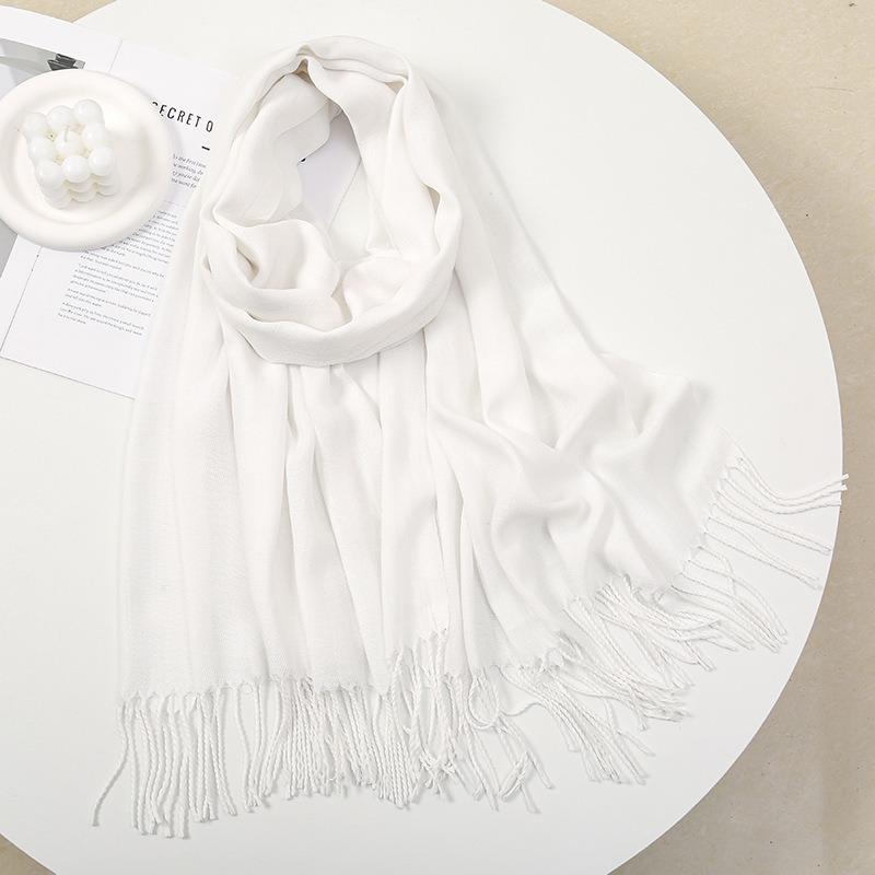 Scarf women's autumn and winter solid color soft waxy atmosphere simple and versatile winter imitation cashmere warm shawl women's fringed scarf