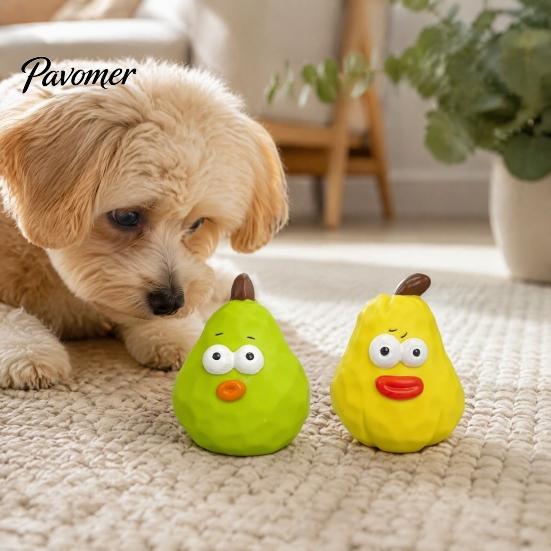 Latex Dog Toy Squeaky Pear Toy, Chew Funny Shape Interactive Fetch Teeth Cleaning for Aggressive Chewers Play
