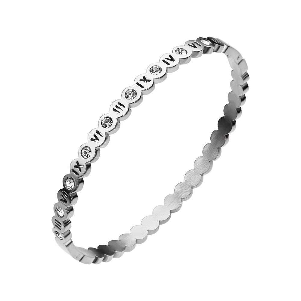 Popular Ladies Hand-dressed Wavy Diamond-inlaided Roman Numeral Bracelet