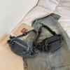 Vintage Denim Chest Bag Women Crossbody Bag Large Capacity Shoulder Bag