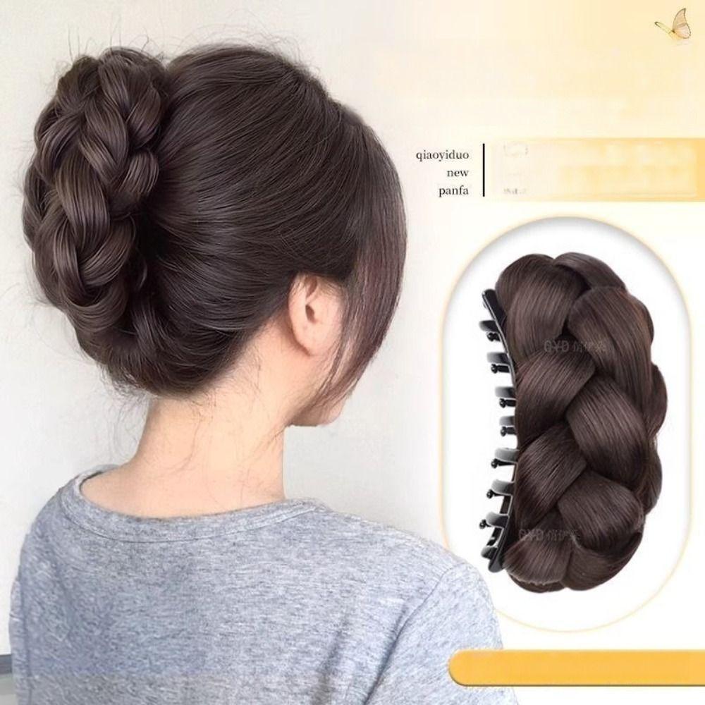 New Synthetic Hair Bun Claw Clip Natural Brown Bun Head Wig Fluffy Black Wig Hair Clip Women