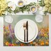 4pcs Floral Placemats Set of 4 Spring Summer Wild Flower Washable Non-Slip Heat Resistant Place Mats 12x18 Inch Vintage Rustic T