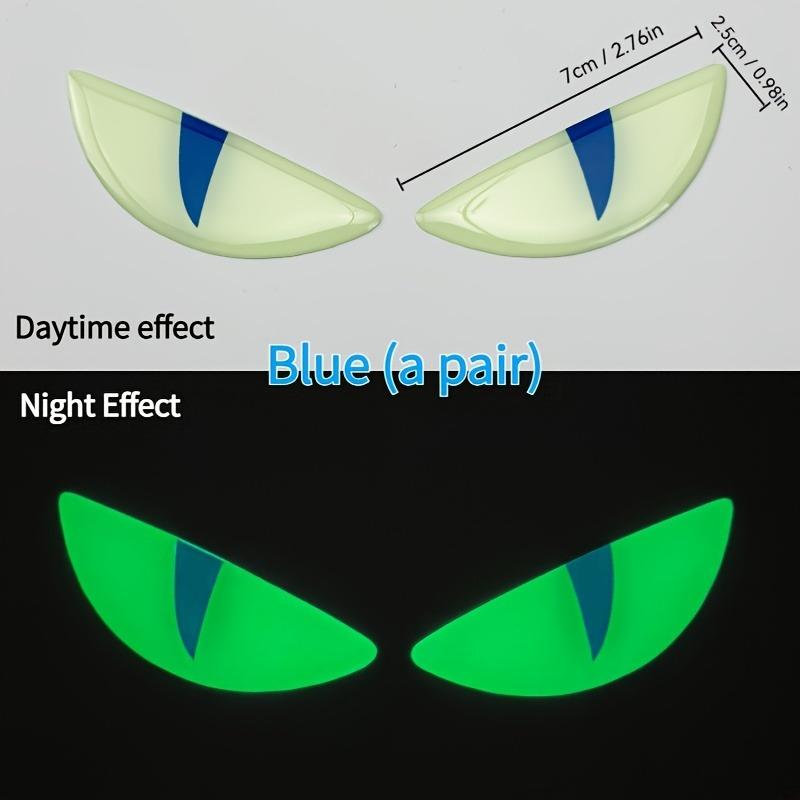 Motorcycle Cat Eyes Glow Stickers 2pcs Green Night Luminous Bike Decal 7cm