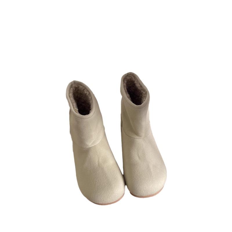 thick-soled snow boots for women's new winter non-slip velvet one-pedal cotton shoes for children
