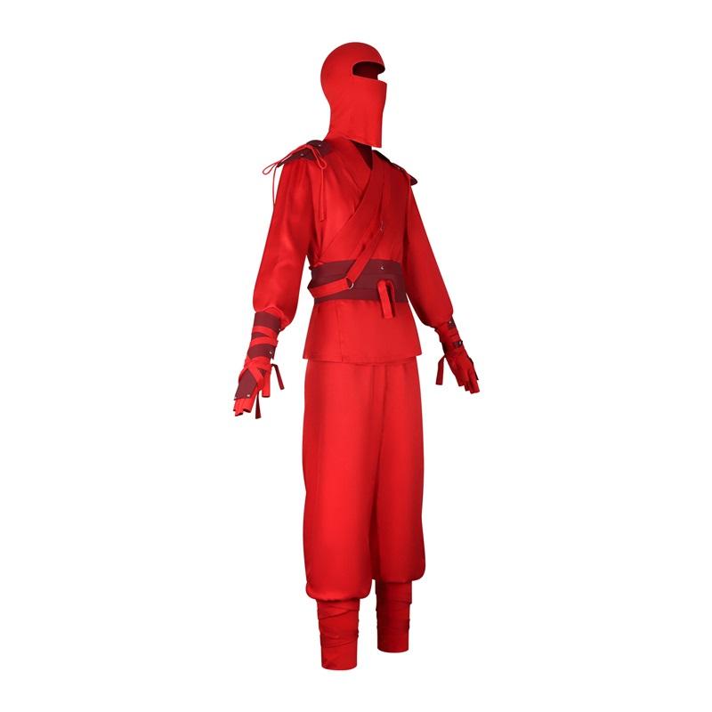 Red Ninja Cosplay Costume Full Set Hooded Hero Style Warrior Outfit Complete Suit For Halloween Party Role Play Stage Performance