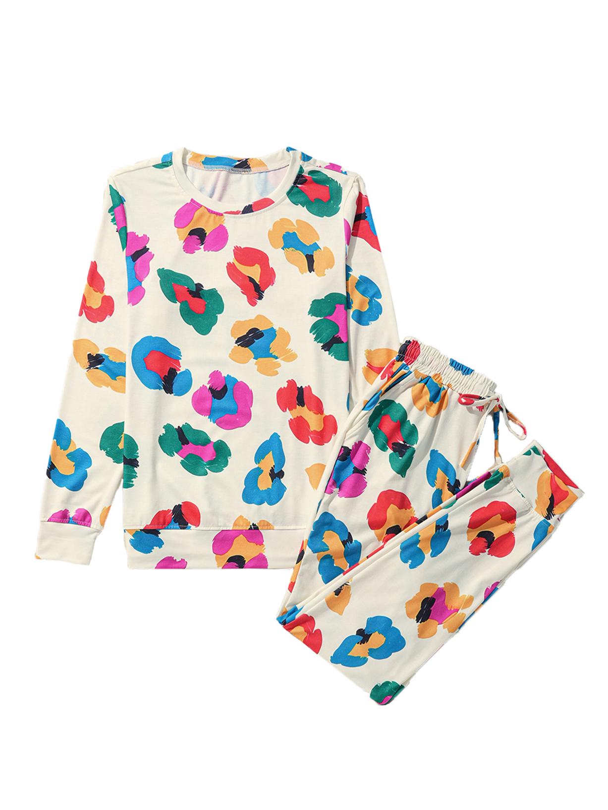 

Shiying Осенний Новый Европейский Американский Женский Приталенный Повседневный Разноцветный Принт Комплект из Двух Предметов Medium бежевый