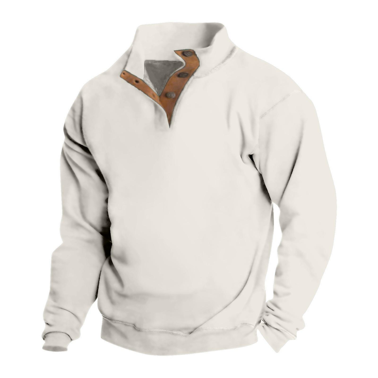 

Весенне-осенняя мужская толстовка с воротником-стойкой на открытом воздухе, повседневные свитера, топы XL белый