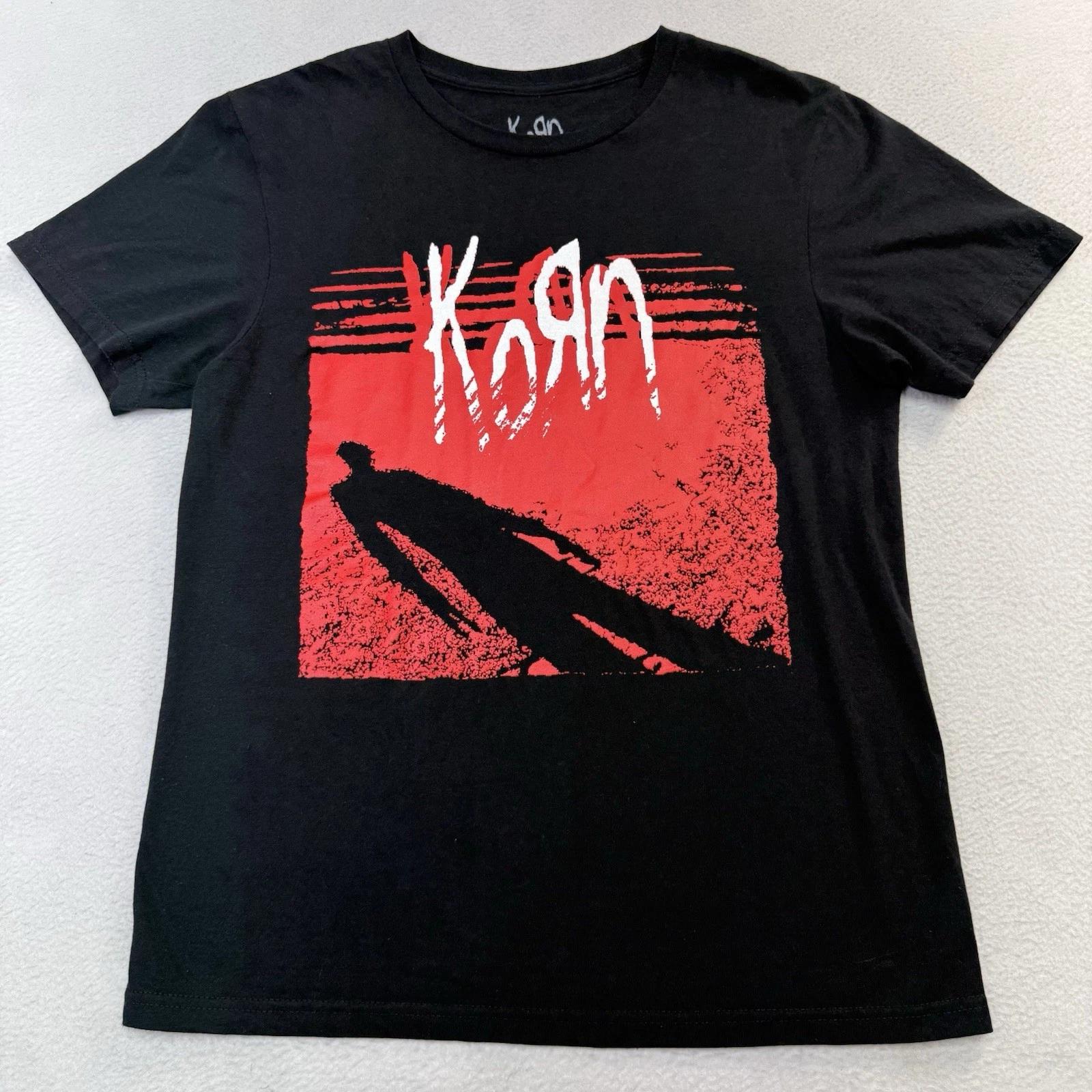 Korn Shirt Mens Small Black Short Sleeve Shadow Man Metal Rock Band Tee L
