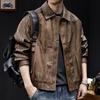 Herren Hochwertige Amerikanische Retro Leder Motorradjacke - Herbst/Winter 2025, Kurz, Mit Samt gefüttert, Große Größen, Trendige Marke