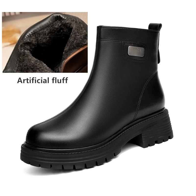 Fashion AIYUQI Ankle Boots Women 2025 New Genuine Leather Natural Wool Snow Boots Women Anti Slip Large Size Women's Motorcycle Boots