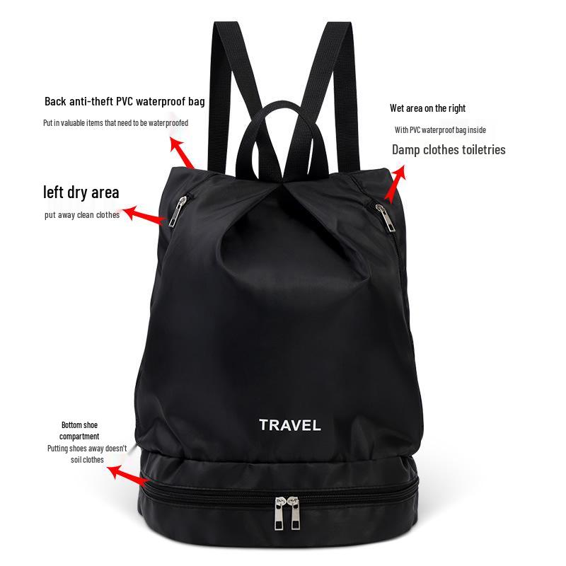 Women's Large Capacity Gym and Swim Bag - Drawstring, Dry/Wet Separation, for Short Trips and Sports