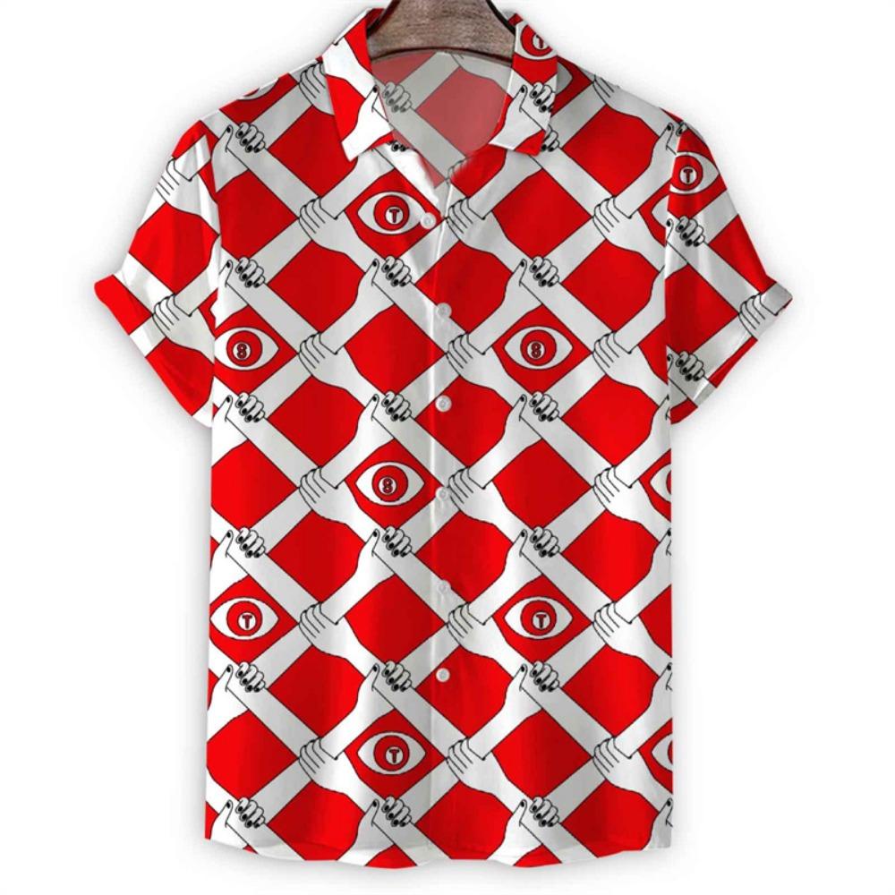 Cartoon 3d Print Love Heart Hawaiian Shirt Men Women Summer Short Sleeve Tees Lapel Button Shirts Tops Street Oversized Blouse