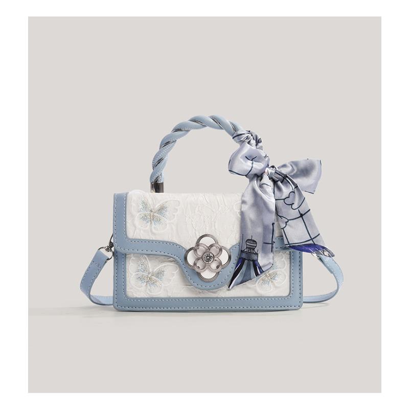 Fashionable and Versatile Small Square Bag with Unique Design, Featuring An Elegant Bow Strap Crossbody Bag.
