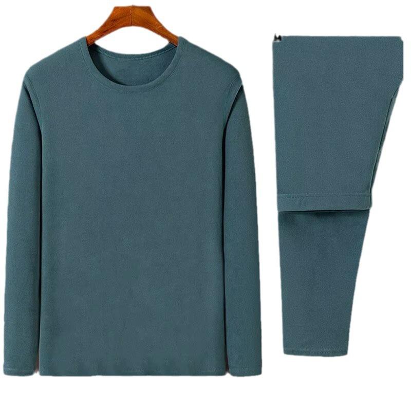 Men's Double-Sided German Velvet Warm Underwear Set for Autumn/Winter – Medium Round Neck and Stand-Up Collar, Cold-Proof & Self-Heating.