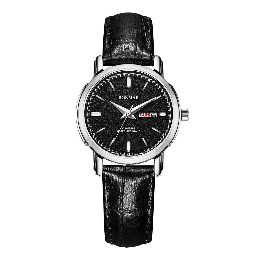 Unisex Waterproof Cowhide Strap Watch with Dual Calendar for Teens and Adults
