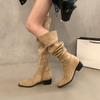 Thick Heel Western Cowboy Vintage Over-the-Knee Boots Women's Shoes New Autumn and Winter Pile Boots Long Knight Boots