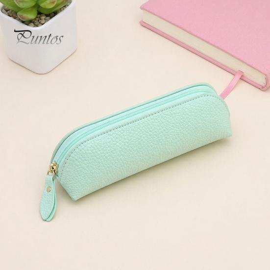 Macaron Farbstift-Etui Hülle aus Kunstleder, Stifteetui mit großer Kapazität und schmutzabweisendem Reißverschluss, Einfacher zylindrischer Halter für Schüler, Schreibwaren