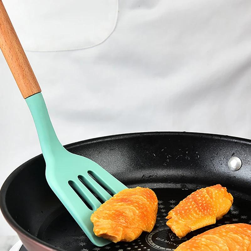 JUSTINLAU 12 szt. Zestaw silikonowych przyborów kuchennych Nieprzywierająca szpatułka Łyżka do zupy Klips do żywności Domowe Do żywności Odporne na ciepło Pieczenie