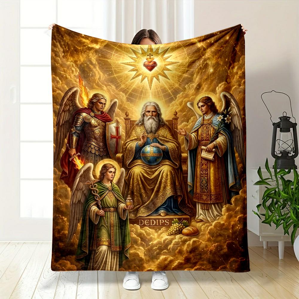 Heavenly Angels and Divine Figure BlanketFlannel blanket for bedroom, living room, sofa, and nap