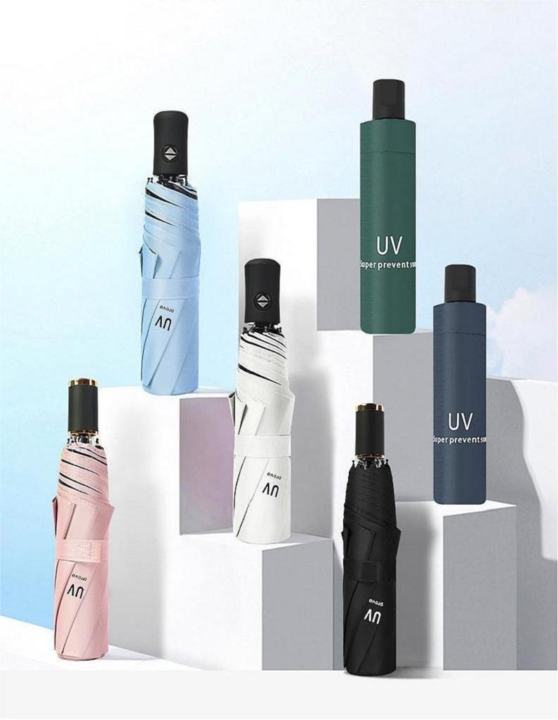 Simple Triple Fold Umbrella With Thick Vinyl UV Protection Double Umbrella Rain And Sun Umbrella Folding Vinyl Umbrella