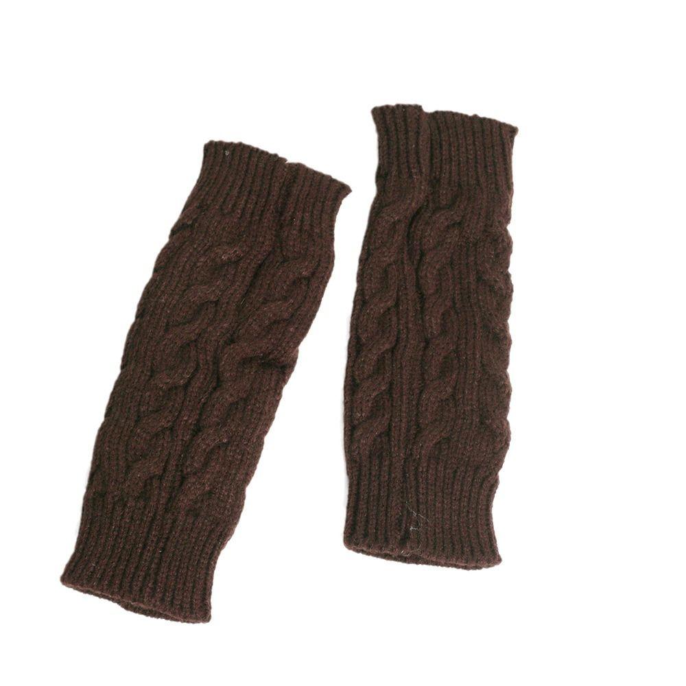 Fingerless Knitted Gloves Twists Decorative Pattern Winter Mittens Stretch Gloves  Women Girls