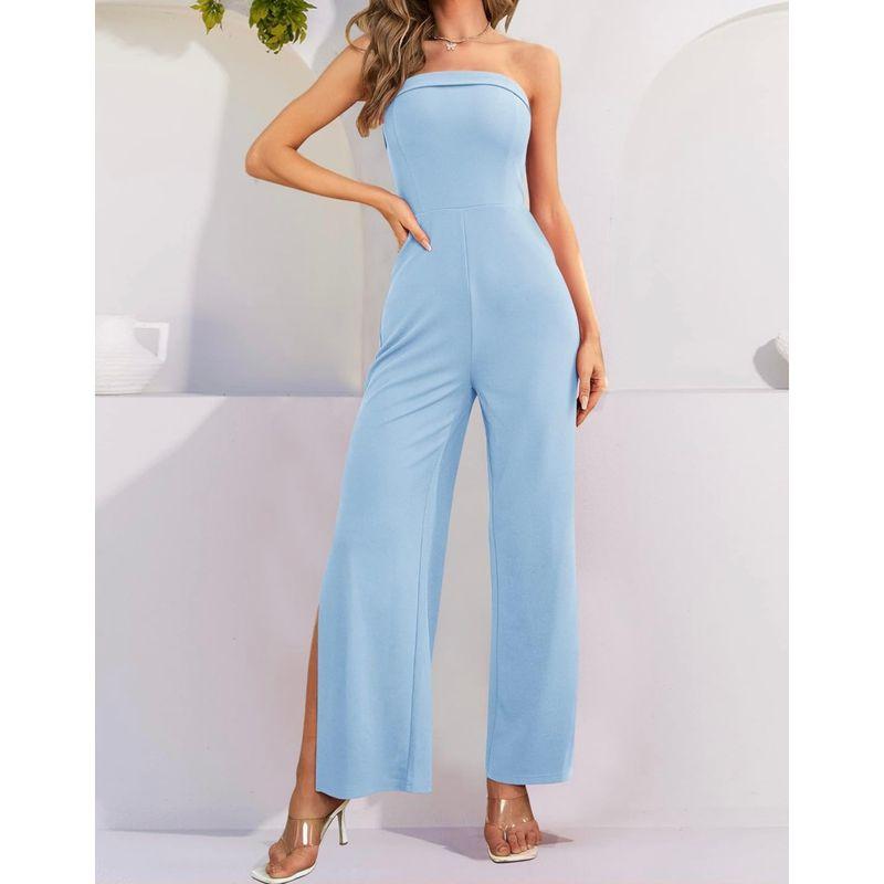 

Заказ внешней торговли Сексуальный темперамент Гяру Похудение Облегающий Роял Систер Мода Лето Новый Высокий Карман Разрез Комбинезон Light Blue L