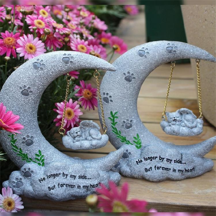 Pet Memorial Statue Dogs Cats TombstonesFigurine Resins Sculpture Garden Decors