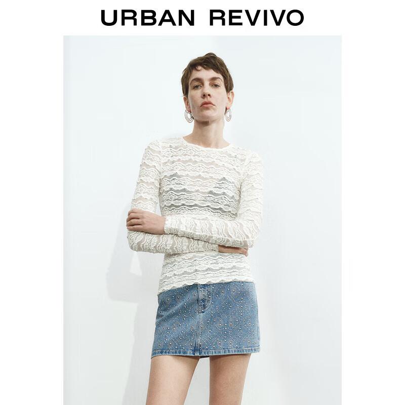 UR Women s Elegant Lace Trim Long Sleeve T-Shirt M