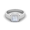 6 MM Square Moonstone Halo Accent 925 Sterling Silver Women Wedding Engagement Ring
