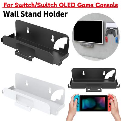 Wall Mount Host Universal Wall Bracket with Controller Hook Handle Storage Rack for Switch/Switch OLED Game Console Accessories