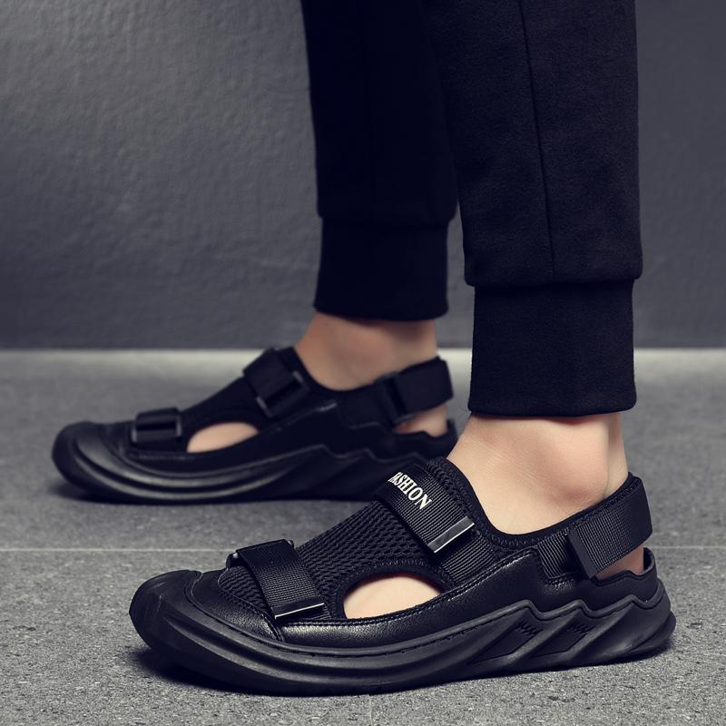 

Модные сандалии мужские летние дышащие сетчатые туфли из парусины мужские сандалии для отдыха на природе противоскользящие пляжные сандалии полые туфли предотвращение столкновений 10 чёрный