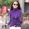 Korean Style Women's Slim Fit Purple Long Sleeve Lurex Base Layer Top