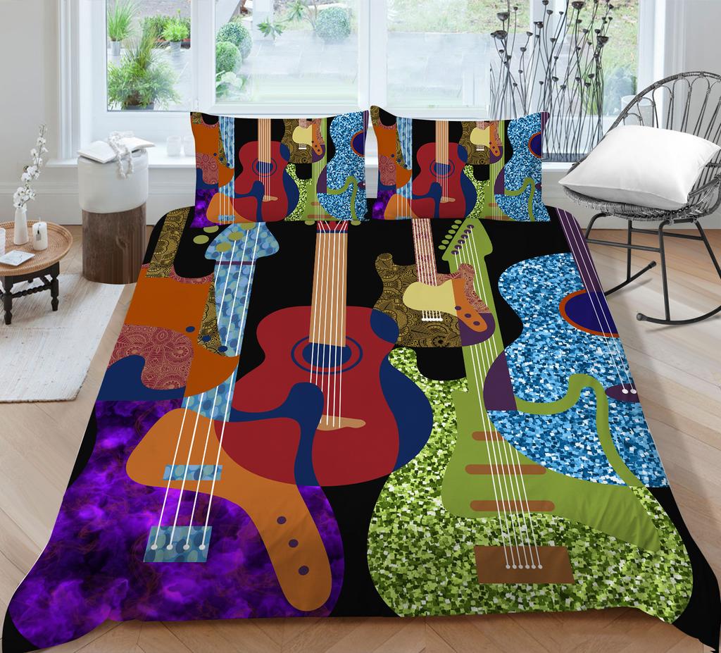 3D Music Bedding Set Single Double Bed Down Duvet Cover Pillowcase 2/3pc Guitar Cover Children's Adult Gift Home Textile