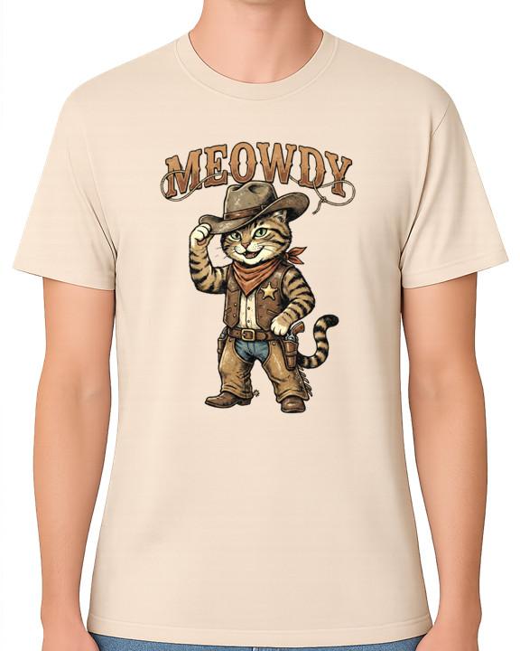 Meowdy Cowboy Cat Graphic Unisex T-Shirt Funny Western Cat Tee S разноцветный