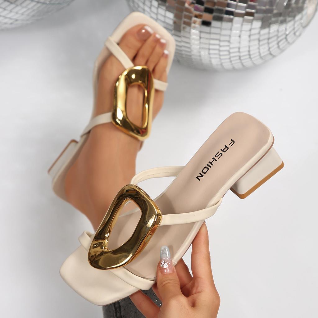 Mode Sexy Designer Hochzeitsschuhe Elegante Damen Sandalen Mittelhohe Absätze Offene Zehen Luxus Mode Party Damen Schuhe Zapatos De Mujer