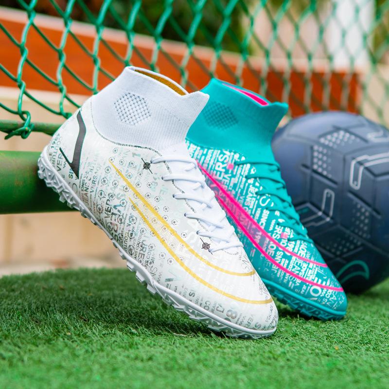 1233 large size high top football shoes new indoor and outdoor training shoes AG student football shoes TF broken nail shoes women