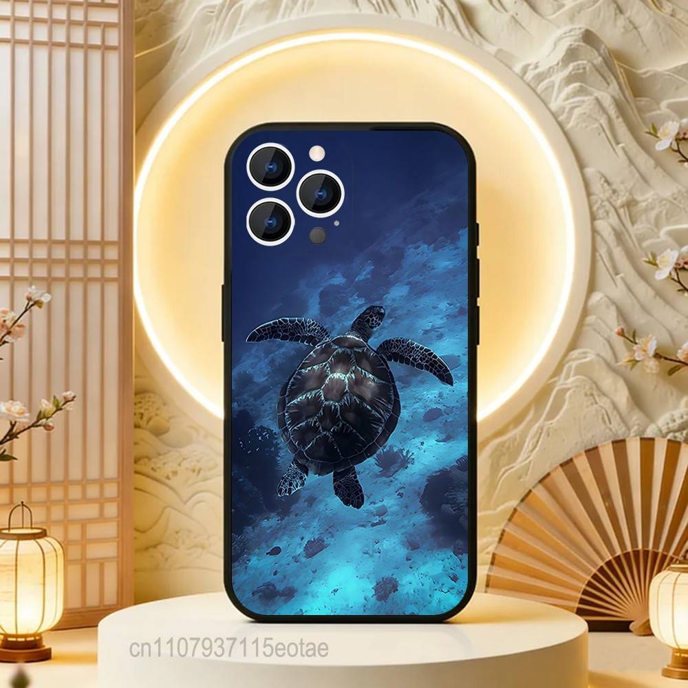 

Cool Ocean Turtle Phone Case Silicone Soft For IPhone 16,17,15,11,13,12,14,Mini,Pro,Max,Plus,Air,E Black iPhone13