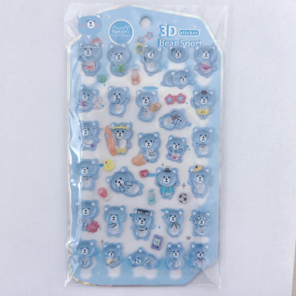 NEKONI 3D Animals Penguin Seal World Relief Stickers Scrapbooking DIY Journaling Stationery Diary Cute Stickers School Supply