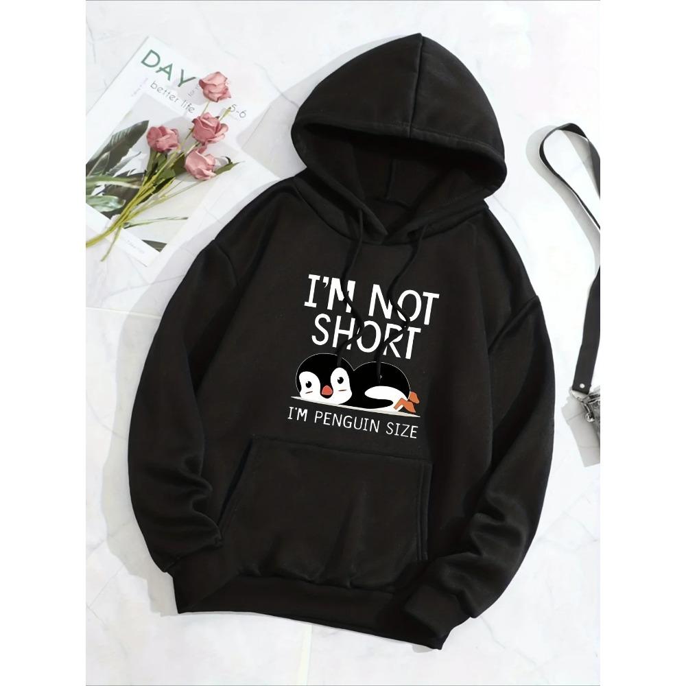 NU SUNT SCUNDĂ SUNT MĂRIME PENGUIN Imprimeu Amuzant Femei Hanorac cu Glugă Modă Drăguț Hanorace Modă Casual HipHop Sweatshirt