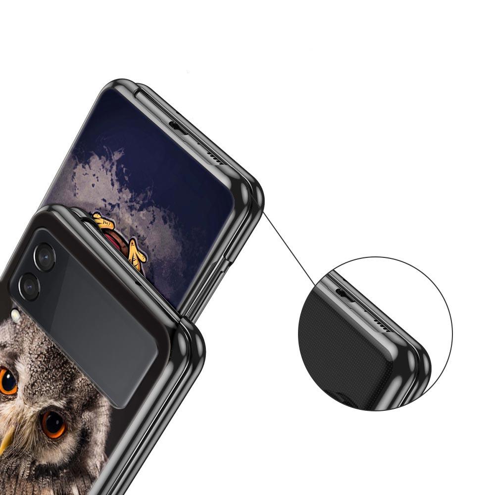 Phone Case for Samsung Galaxy Z Flip 3 4 5 Folding Mobile Shell Hard PC Fundas Protect Cover Cartoon Girl Gifts Lovely Owl