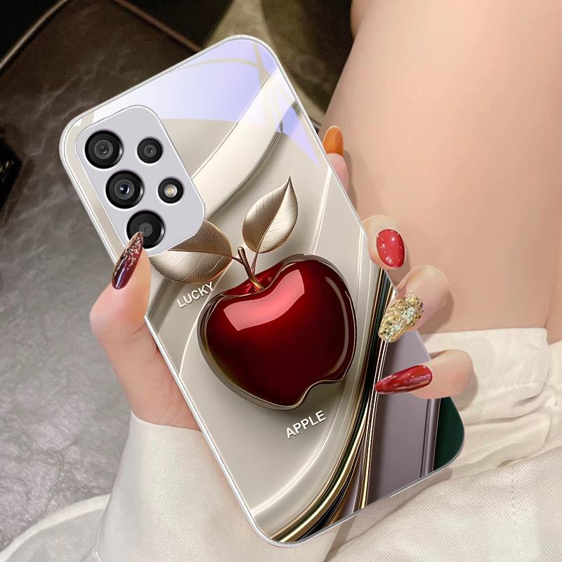 Happy Black Apple For Samsung Galaxy S10 4G S20 11E 30 S21 22 S24 Fe Pro S23 S25 Ultra 5G S9 Tempered Glass Phone Case