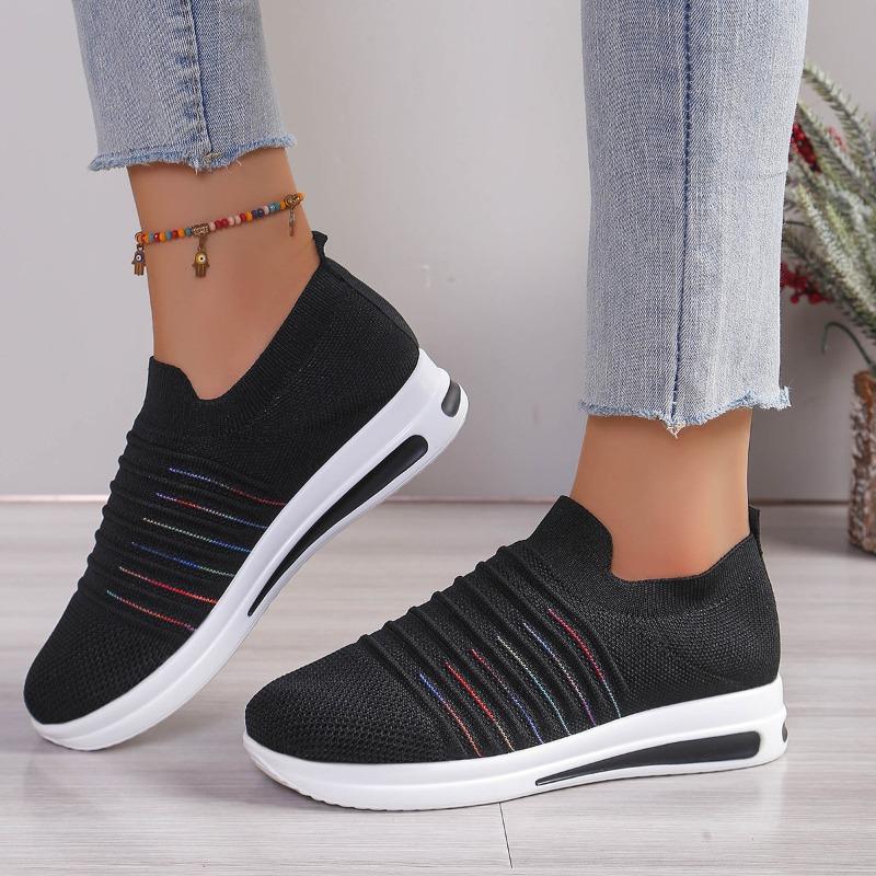 2025 Summer New Large Size Women's Platform Sports Style Casual Flying Weaving Shoes